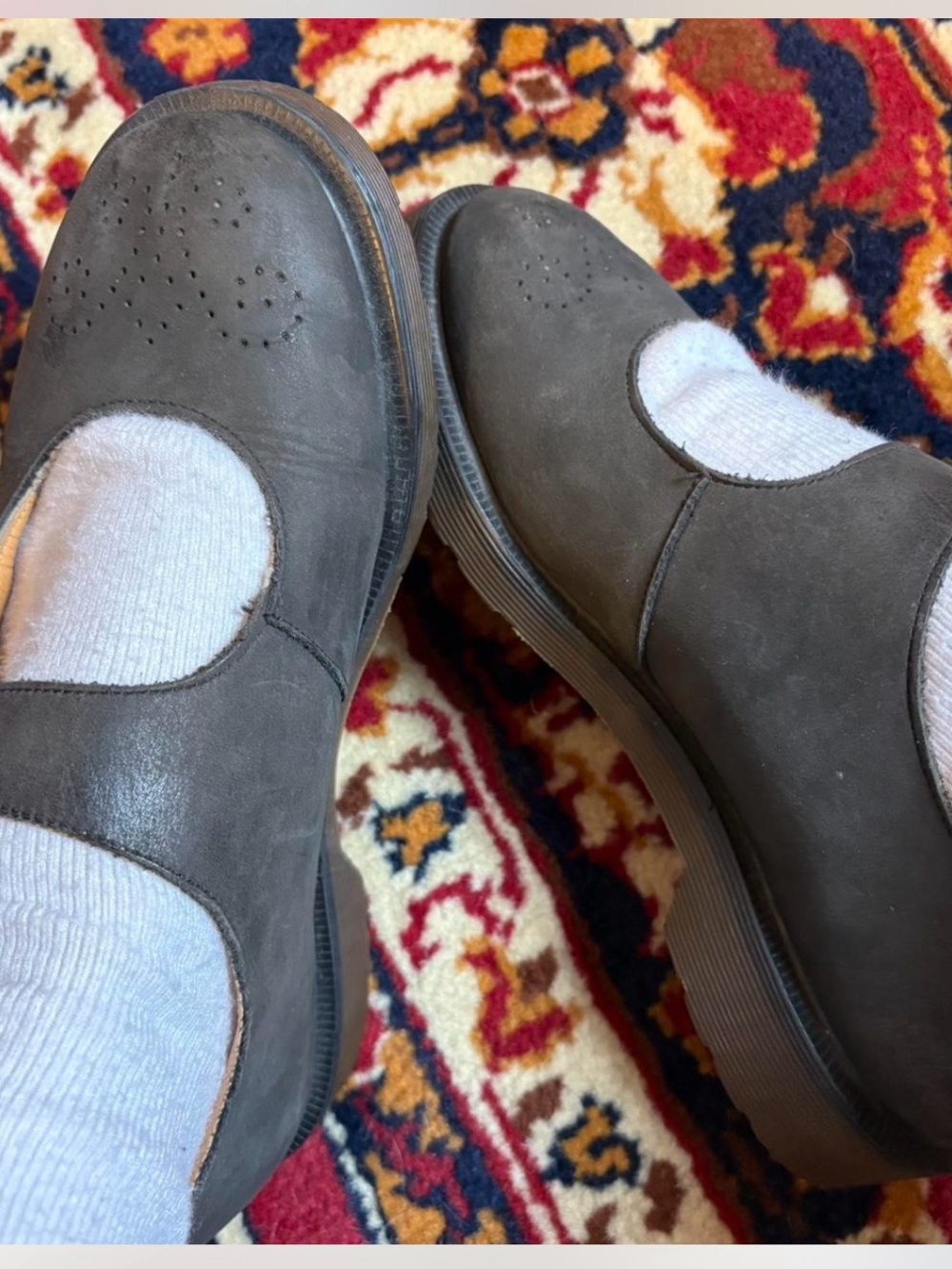 Dr. Martens Women's Gray Mary Jane Leather Shoes - Picture 6 of 8